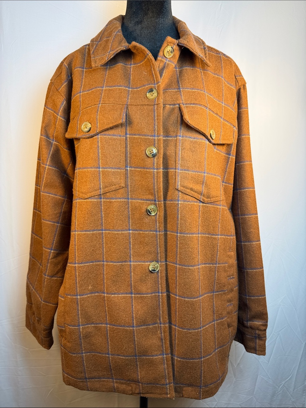 “Cotton Rye” Women's Brown Plaid Wool-Blend Ranch-wear Coat